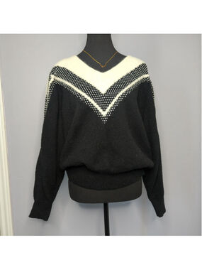 Vintage Christina Grant Angora Blend Sweater - Metallic Accents - Sz 2X - 80s